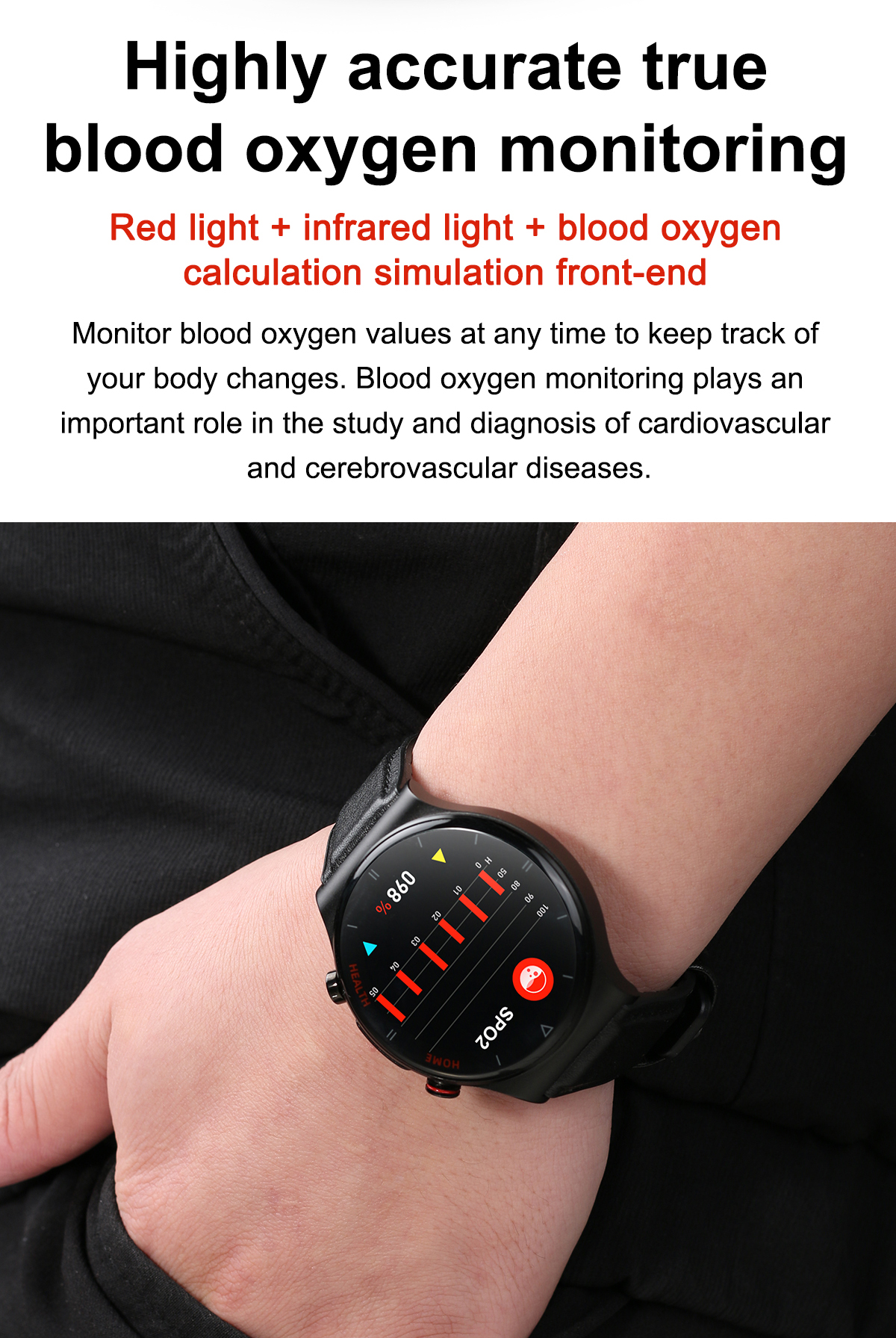 E300 Laser ECG Improves Hypertension Smart Watch