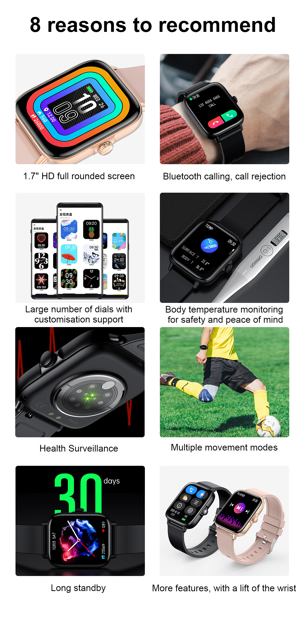 T46S Call & Temperature Smart watch