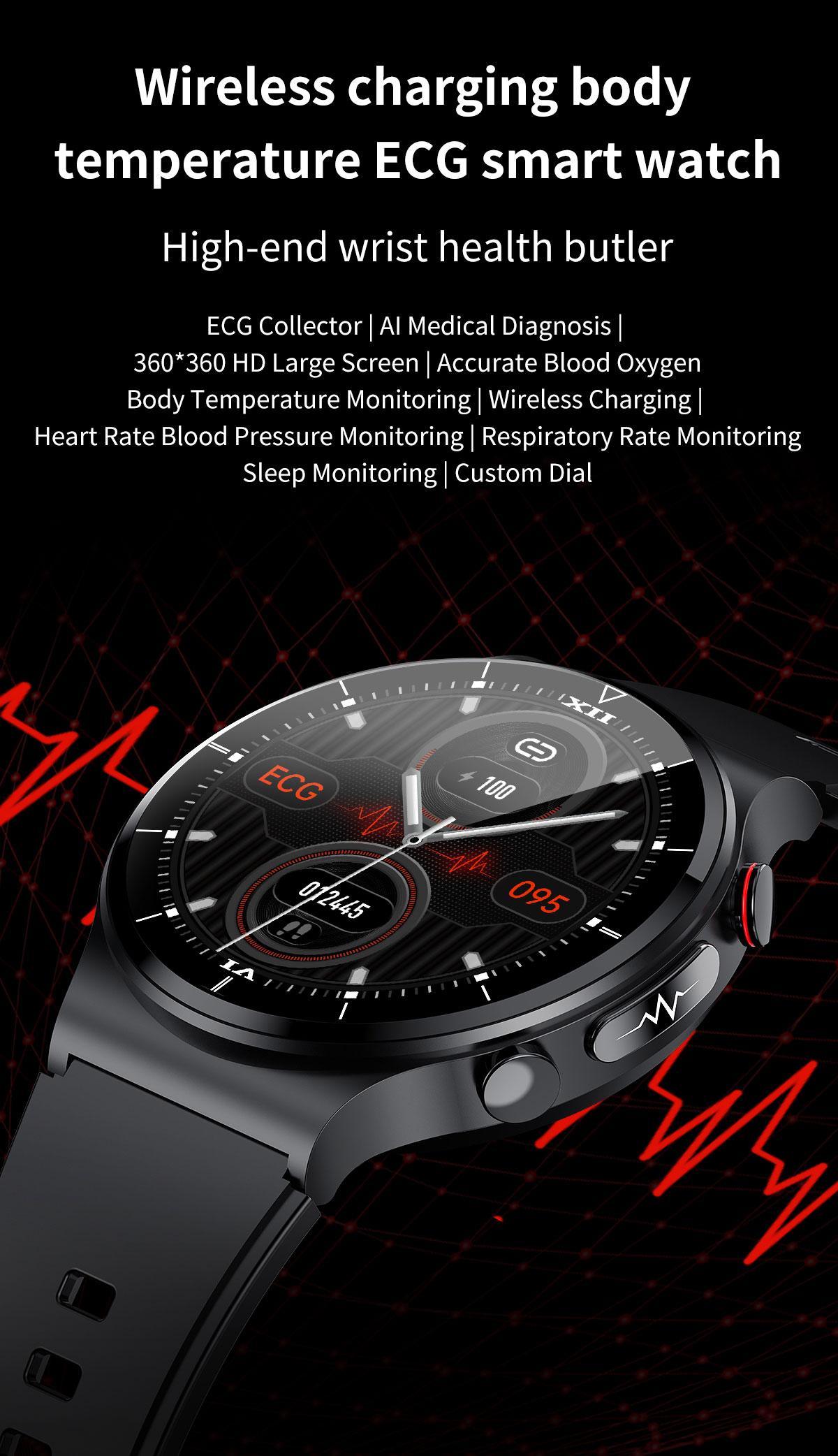 E88 ECG Wireless Charging Body Medical Health Smart Watch